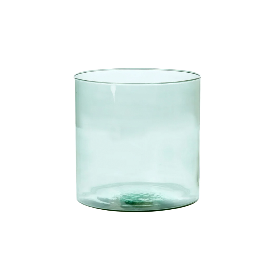 XL WINDLICHT/VASE aus RECYCLING GLAS - KLAR/LEICHTES HELLGRÜN